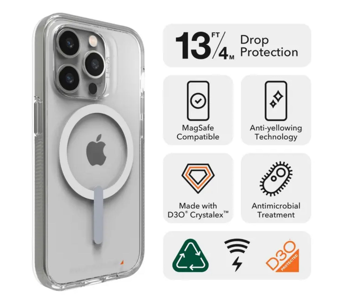 ZAGG Gear4 Crystal Palace Snap Clear Hardshell Phone Case with MagSafe- for Apple iPhone Series - Super Savings Technologies Co.,LTD ZAGG Gear4 Crystal Palace Snap Clear Hardshell Phone Case with MagSafe- for Apple iPhone Series - Super Savings Technologies Co.,LTD